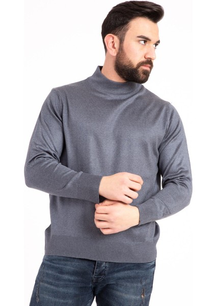Erkek Ince Yün Triko Örgü Regular Kalıp Baba Yarım Balıkçı Yaka Boğazlı Kazak Bluz 5140 modelleri