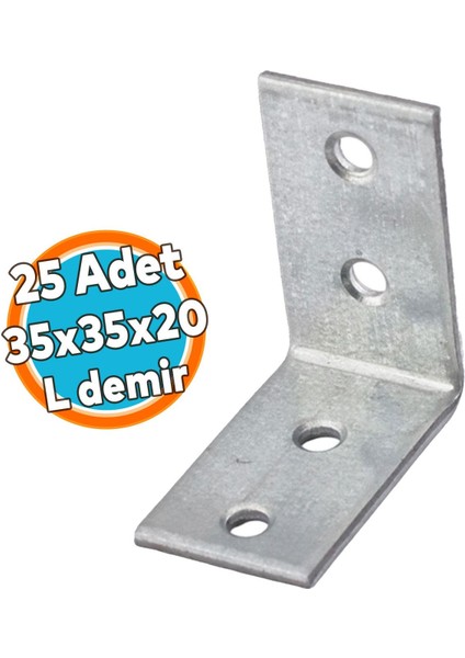 (25 Adet) Mobilya Eşya Dolap Duvara Sabitleme Köşebent Bağlantı Aparatı L Demiri Gönye 35X35X20 mm