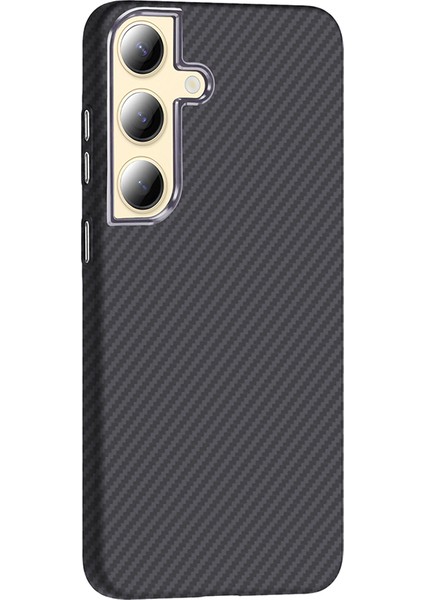 Samsung Galaxy S24 Plus Kılıf M-Safe Şarj Özellikli Karbon Fiber Görünümlü Nua Gros Kapak - Gri-Siyah