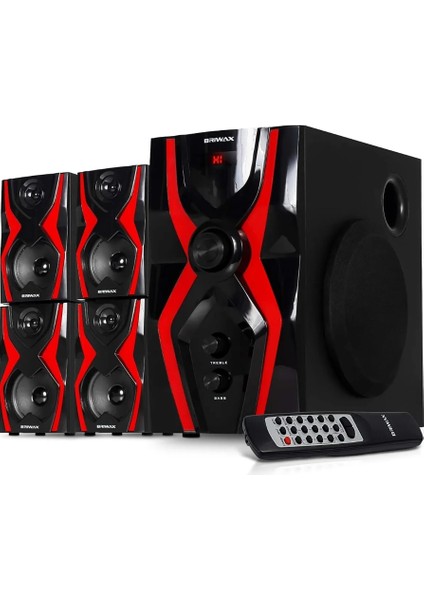 Bluetoothlu 4+1 Dijital Ekran Radyolu USB Tf Destekli Ses Sistemi 52 Watt
