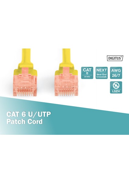 Digitus DK-1617-050/Y 5 mt Cat6 AWG26/7 U/utp Lszh Sarı Patch Cord Kablo