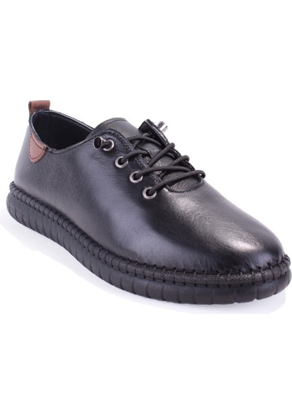 DZA07-1236035 Siyah Ortopedik Günlük Deri Kadın Ayakkabı