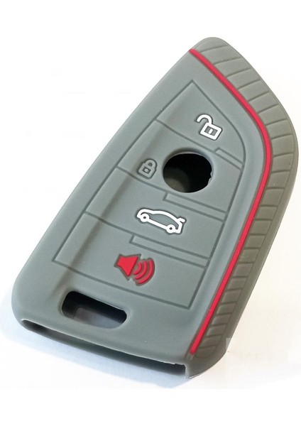 Lüx Bmw F15 G20 F48 F39 X5 X6 Üçgen Tip Gri Renk Silikon Anahtar Kılıfı 1.ci Kalite