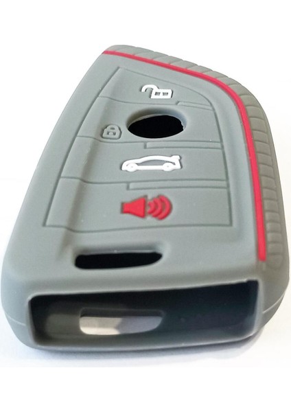 Lüx Bmw F15 G20 F48 F39 X5 X6 Üçgen Tip Gri Renk Silikon Anahtar Kılıfı 1.ci Kalite