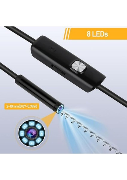 Blue Inter CMR72 Işıklı 10M Endoskopi Kamerası 1080P Hd Su Geçirmez IP67 8 LED Android ve Ios