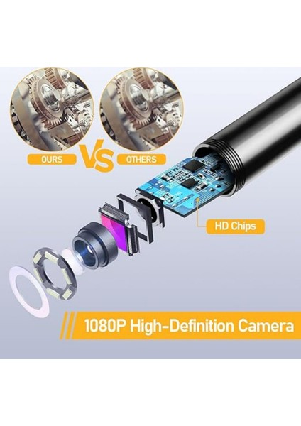 Blue Inter CMR72 Işıklı 10M Endoskopi Kamerası 1080P Hd Su Geçirmez IP67 8 LED Android ve Ios