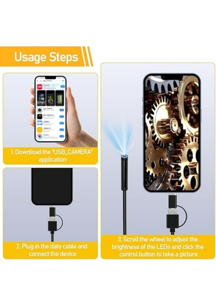 Blue Inter CMR72 Işıklı 10M Endoskopi Kamerası 1080P Hd Su Geçirmez IP67 8 LED Android ve Ios