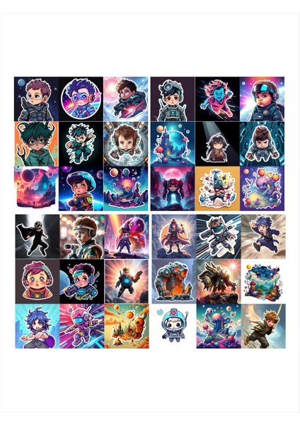 36 Adet Erkek Çocuk Sticker Etiket Yapıştırma Defter Masa Dolap