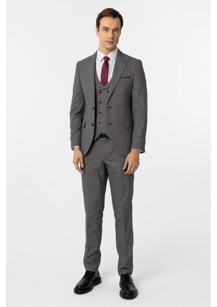 Dar Kesim Desenli Takım Elbise