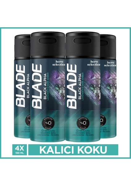 Hero Selection Serisi Black Alpha Erkek Deodorant 4X150 ml