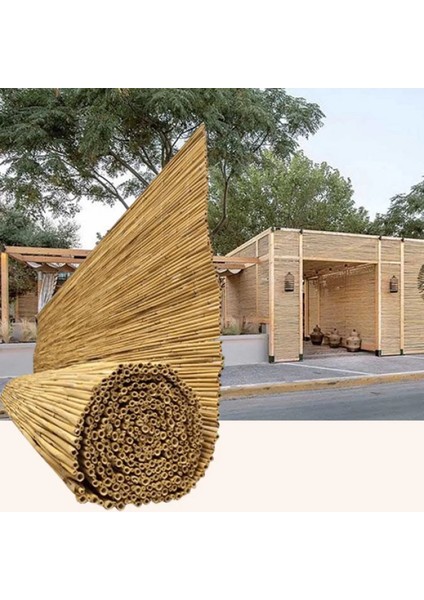 190CM Yükseklik x 600CM Genişlik Doğal Bambu Kamış Hasır Çit Dekoratif Bahçe Balkon ve Duvar Çiti Reed Fence