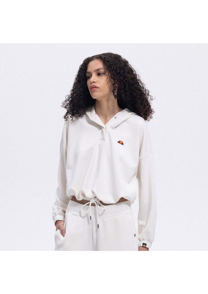 EF209-1-OF Kapüşonlu Kadın Sweatshirt - Ekru