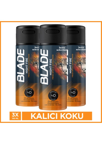 Hero Selection Serisi Night Fire Erkek Deodorant 3X150 ml