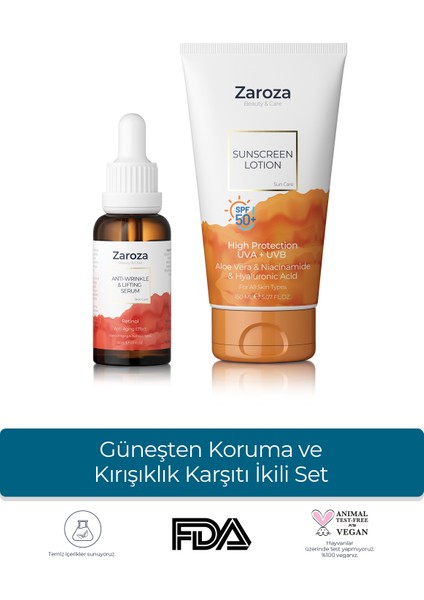 Güneşten Koruma ve Kırısıklık Karşıtı Ikili Set