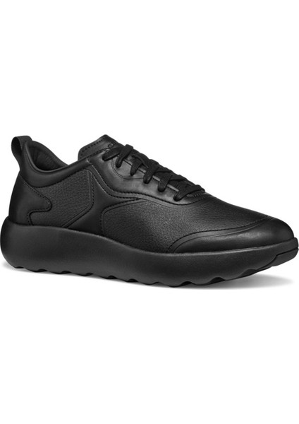 Erkek Siyah U Xtors B - Print.lea + Smo.lea Bağcıklı Deri Sneaker U45LFB04743C9999