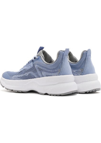 Kadın Mavi Bağcıklı Kalın Tabanlı Kumaş Sneaker 25SFE48576F
