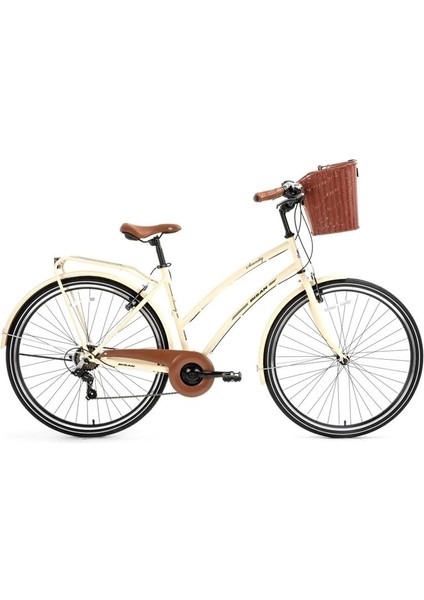 Serenıty-23 Kadın Şehir Bisikleti 48CM V 28 Jant Nex.3 Vites Krem Siyah