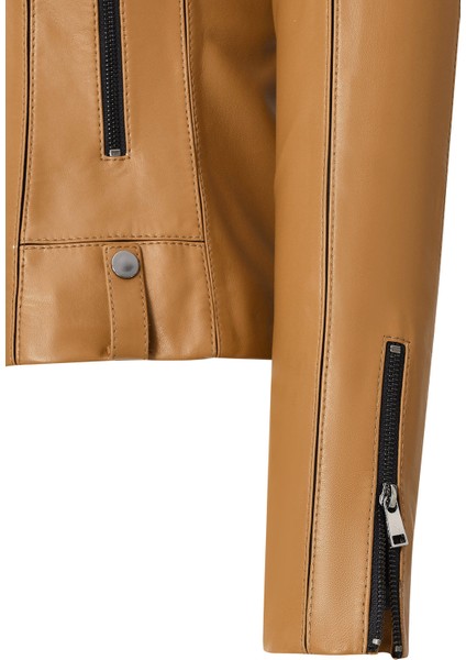 Bella Kadın Camel Biker Kısa Deri Ceket 25SGD5106U4 fırsatları