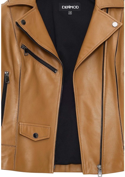 Bella Kadın Camel Biker Kısa Deri Ceket 25SGD5106U4 indirimleri