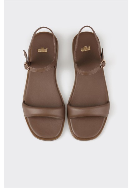 Kahve Deri Kadın Düz Sandalet fırsatları