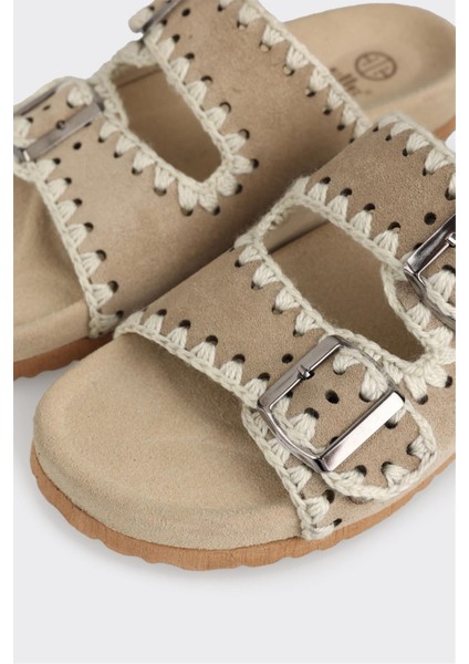 Bej Deri Kadın Düz Terlik indirimleri