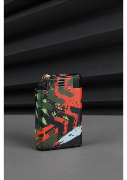 Çift Alevli Özel Tasarım Pürmüz ve Normal Ateş Turuncu Gazlı Çakmak - 25CAK131M08