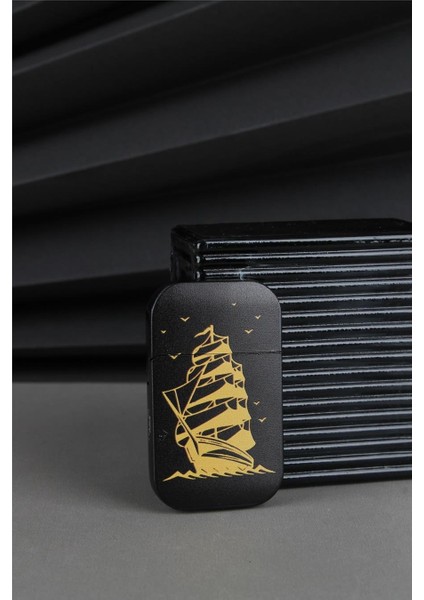 Kapaklı Baskılı Tasarım Siyah Gazlı Çakmak - 25CAK132TC04