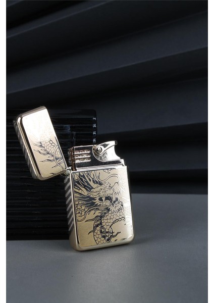 Kapaklı Özel Tasarım Altın Gazlı Çakmak - 25CAK129M02 fiyatları