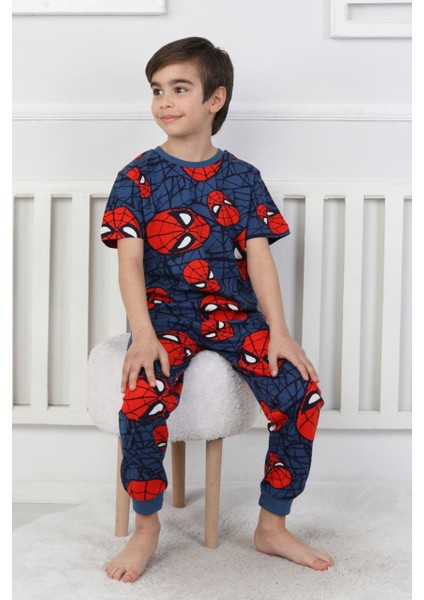 Erkek Çocuk Örümcek Adam Desenli Yazlık Pijama Takımı %100 Pamuk Süprem Penye 3-13 Yaş modelleri
