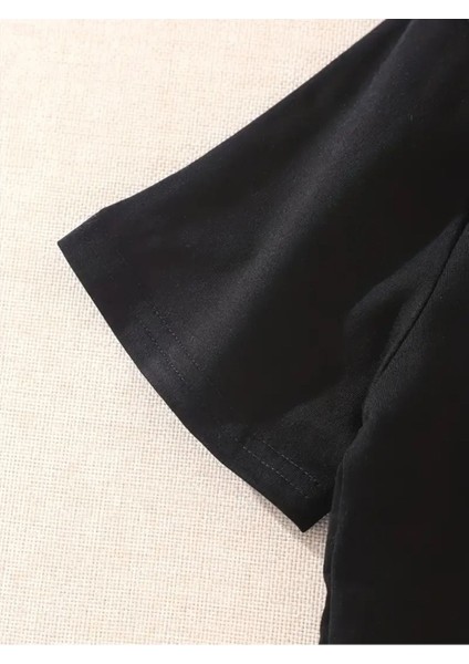 Kadın V Yaka Beyaz Siyah T-Shirt Baskılı Oversize Salaş indirimleri