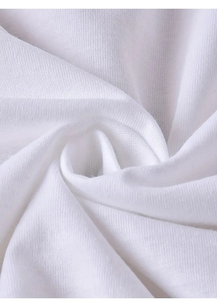 Kadın V Yaka Beyaz Siyah T-Shirt Baskılı Oversize Salaş modelleri