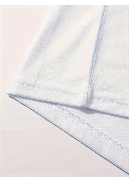 Kadın V Yaka Beyaz Siyah T-Shirt Baskılı Oversize Salaş fırsatları
