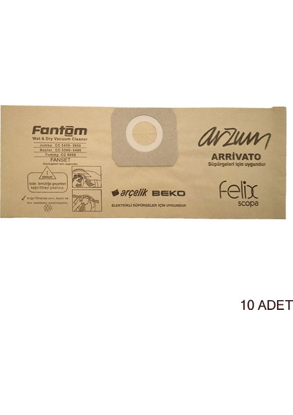 Ecologic Wf 4700 - 4800 - 4900 Uyumlu Süpürge Toz Torbası - 10 Adet