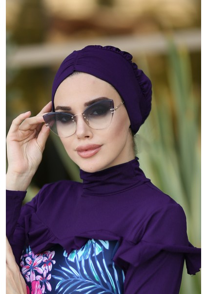 Büzgülü Deniz Havuz Bone R-1001 Mor