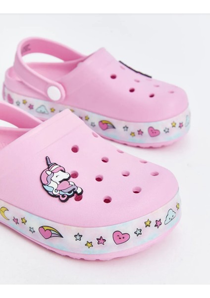 Pembe Unicorn Desenli Tabanı Işıklı Kız Çocuk Plaj Sandaleti Terliği modelleri