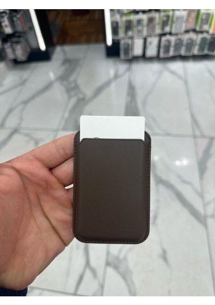 Magsafe Kartlık Deri Kartlık Mıknatıslı Kart Kılıf (Magsafe Uyumlu Kılıflar Içindir) - Kestane indirimleri