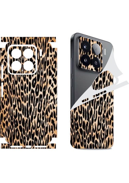 Xiaomi 15 Mi 15 Için 360 Full Arka Kaplama Koruma Sticker Kılıfsız Kullanım Leopar Kadife