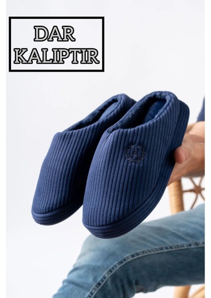 Unisex Nakışlı Kadife Ev Terliği