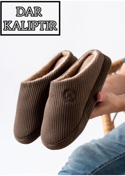 Unisex Nakışlı Kadife Ev Terliği