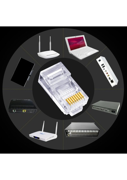 RJ45 8P8C Süper Sınıf 5 Kristal Kafa Kablo Konnektörlü Delikli CAT5E Ağ Kablosu Konektörü (Yurt Dışından) modelleri