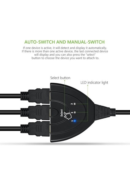 Mini 3 Port HDMI Uyumlu Splitter Adaptör Kablosu 1.4b 4k*2k 1080P Switcher Anahtarı 3 In 1 Out Port Hub Hdtv Xbox Ps3 Ps4 Için (Yurt Dışından)