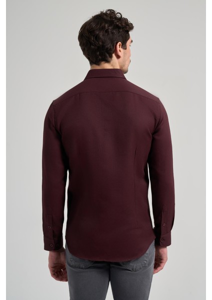 Uzun Kol Desenli Armürlü Düğmeli Yaka Cepsiz Pamuklu Casual Slim Fit Gömlek 1004250206 indirimleri