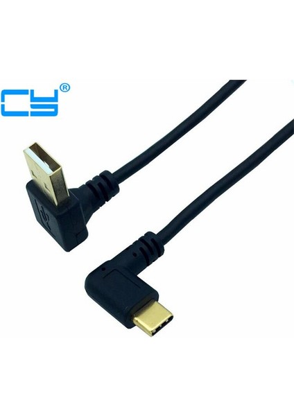 Altın Kaplama Yukarı Açılı Usb2.0 (Tip-A) Erkek - Usb3.1 (Tip-C)Erkek Sol ve Sağ Açı USB Veri Senkronizasyonu ve Şarj Kablosu Konektörü (Yurt Dışından)