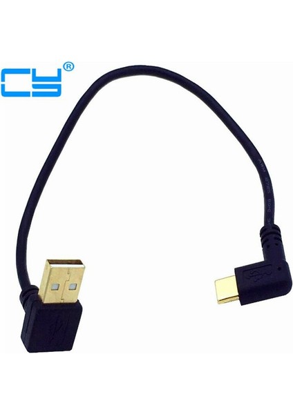 Altın Kaplama Yukarı Açılı Usb2.0 (Tip-A) Erkek - Usb3.1 (Tip-C)Erkek Sol ve Sağ Açı USB Veri Senkronizasyonu ve Şarj Kablosu Konektörü (Yurt Dışından)
