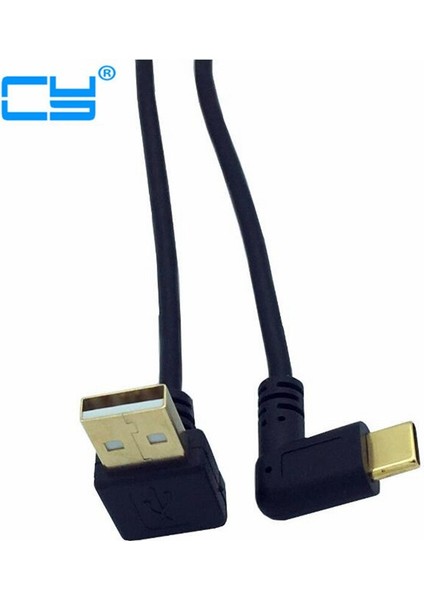 Altın Kaplama Yukarı Açılı Usb2.0 (Tip-A) Erkek - Usb3.1 (Tip-C)Erkek Sol ve Sağ Açı USB Veri Senkronizasyonu ve Şarj Kablosu Konektörü (Yurt Dışından)
