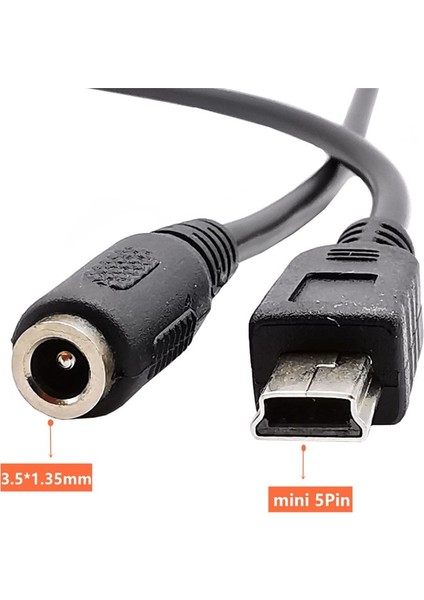 Dc Güç Jakı Dişi 3.5X1.35MM - USB Mini 5pin Erkek Bakır Kablo 20 cm (Yurt Dışından) indirimleri