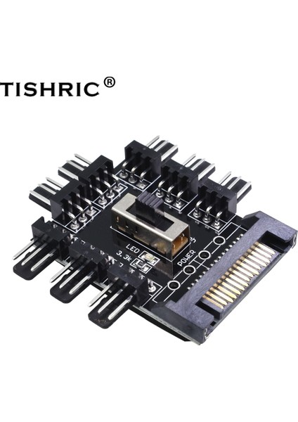 Tıshrıc 1 Ila 8 3pin Fan Hub Pwm Sata Molex Splitter Pc Madencilik Kablosu 12 V Güç Kaynağı Soğutucu Soğutma Hızı Kontrol Adaptörü (Yurt Dışından)
