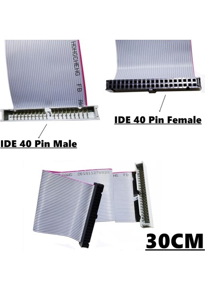 30 cm Ide 40 Pin Erkek Kadın Sabit Disk Veri Uzatma Kablosu Düz Şerit Kablo 3.5 Inç Pata HDD (Yurt Dışından)