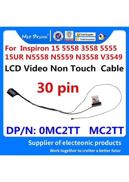 Dizüstü Yenı Lvds LCD Edp Video Kablosu Dell Inspiron 15 5558 3558 5555 15UR N5558 N5559 N3558 V3549 0MC2TT MC2TT DC020024C00 (Yurt Dışından)