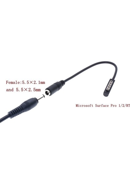 Dc Fiş Şarj Kablosu Güç Konektörü Kablosu Tel Pratik Dayanıklı Dc5.5*2.1mm Güç Adaptörü Microsoft Sur Pro 1/2/rt 20 cm (Yurt Dışından)